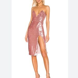 NBD NWT Austin Strapless Pink Sequin Dress